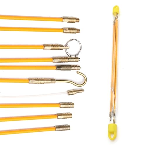 Outdoor Extension 10Pcs 33cm 45cm Wall Electrical Running Cable Wire Wiring Tool Diameter 4mm Fiberglass Cable Push Puller Installing Rods Kit Solar sheathed(Color:45cm)