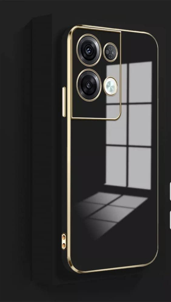 Image of Apurb Store for Oppo Reno 8 Pro 5G Plating Square Gold Frame Phone Case Luxury Soft Silicone Back Cover (for Oppo Reno 8 Pro 5G, Black)