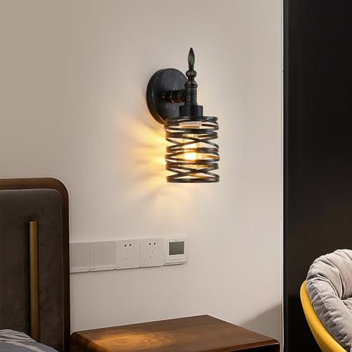 Image of Brushed Bronze Vanity Light, 1-Light Bathroom Light Fixtures Over Mirror, Modern Wall Sconce with Metal Cage, Industrial Wall Mount Lamp for Hallway Porch Bedroom, Kitchen Living Room