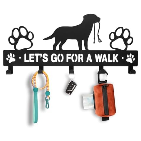 XSCQ 5-Hooks Dog Leash Holder for Wall,Doorway Dog Hooks for Wall,Dog Outdoor Stuffs Storager Rack for Hanging Dog Vest Harness,Leash,Collar,Keys,Dog Iron Leash Hooks for Wall Cover