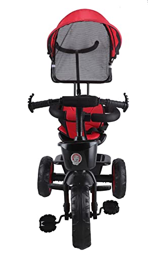 Image of JoyRide Stroller Tricycle| Baby Trike|Tricycle with Canopy and Parental Adjust Push Handle for Kids|Boys|Girls Age Group 1.5 to 5 Years (Red)