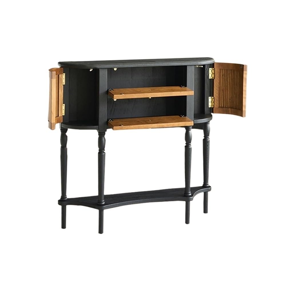 Consolle in legno, tavolo d'ingresso a mezzaluna, tavolino stretto semicircolare, da divano vintage for soggiorno e corridoio, ingresso Consola per Ingresso(Piccolo)