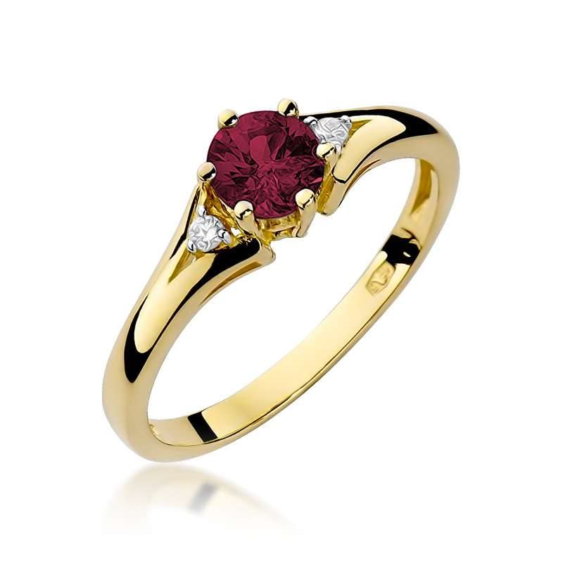 Damen Ring 585 14k Gold Gelbgold echt Rubin Edelstein Diamanten Brillanten