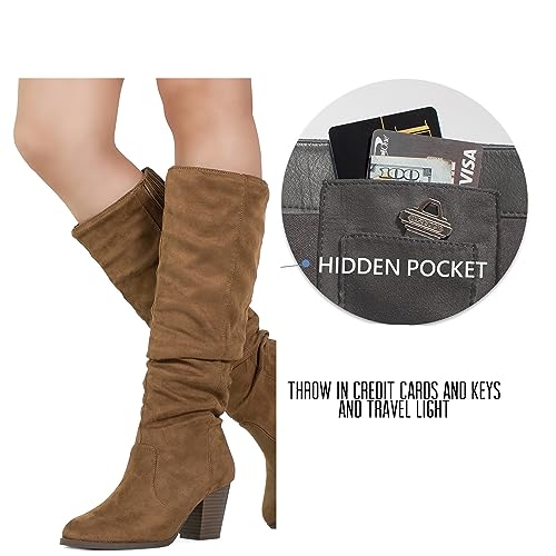 RF ROOM OF FASHION Women's Stacked Heel Slouchy Knee High Boots (Regular Fit)2