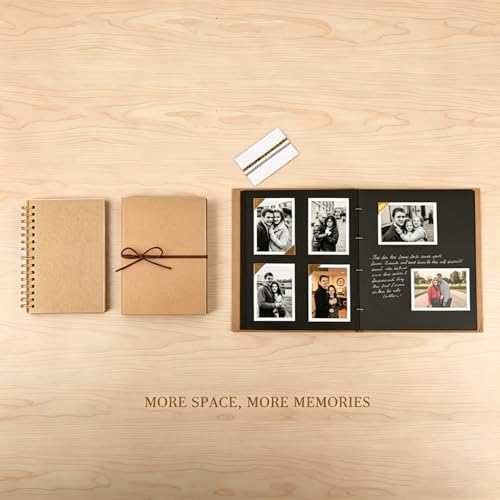 Álbum de recortes de 8x8 pulgadas con páginas negras y diseño plegable estirable de 6x8 pulgadas, incluye 102 pegatinas para fotos miniatura 6