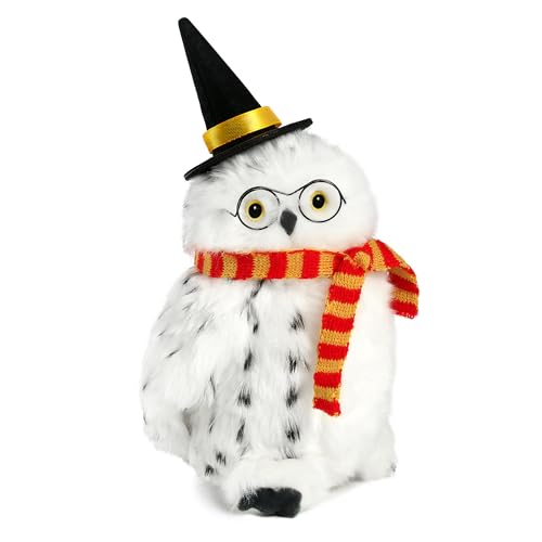 Halloween Wizard Owl Plush, Cute Stuffed Owl with Glasses, Hat & Scarf, Soft Owl Toy for Kids, F
