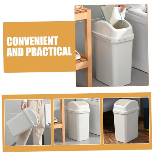 Caneca de basura rectangular blanca de 6 L Hemobllo miniatura 2