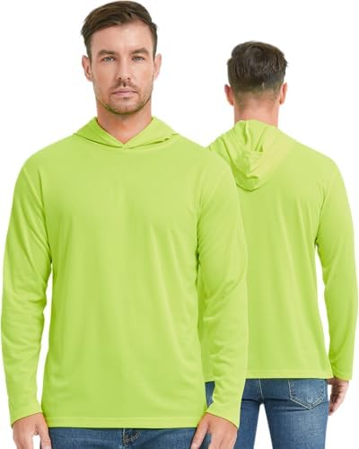 ProtectX 高能见度防晒轻质长袖连帽衫,UPF 50+ 快干,SPF UV 衬衫,运动装