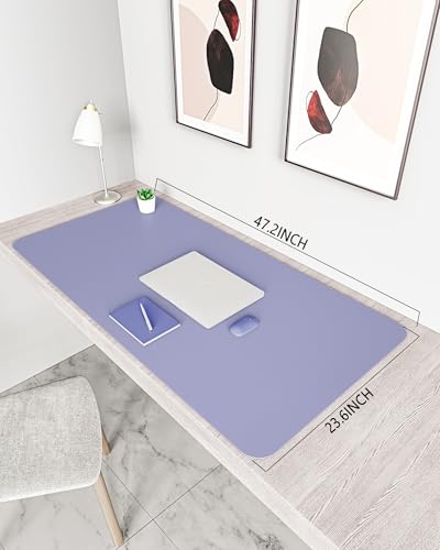 Image of YSAGi Non-Slip Desk Pad,Mouse Pad,Waterproof PVC Leather Desk Table Protector,Ultra Thin Large Desk Blotter, Easy Clean Laptop Desk Writing Mat for Office Work /Home /Decor(Lavender, 47.2 inch x 23.6 inch)