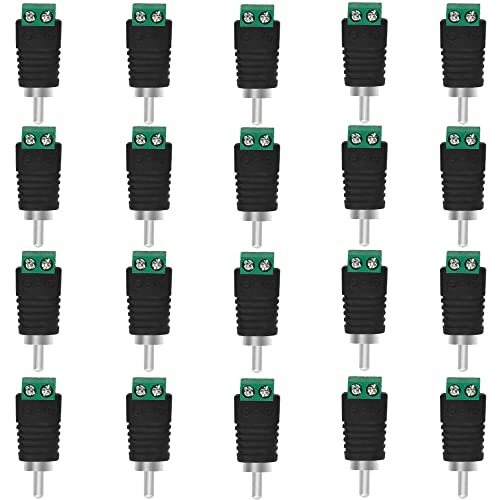 WMYCONGCONG 20 PCS Phono RCA to AV Screw Terminal Connector Phono Plug Solderless Converter Audio Video Speaker Wire Connectors for CCTV Applications