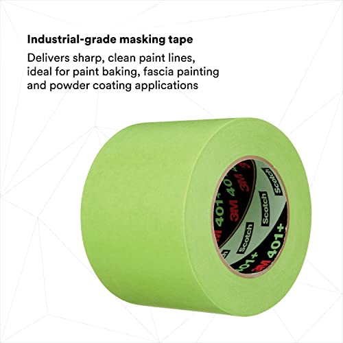 Image of 3M High Performance Green Masking Tape 401+, Superior Adhesion, Clean Removal, Highly Conformable, Paint-Bleed Resistant, 72 mm x 55 m, 6.4 mil, 8 /Case