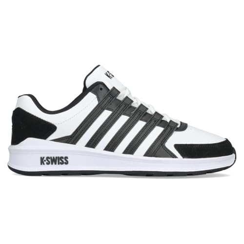K-Swiss Vista Trainer baskets blanches et noires confortables pour hommes au style tennis épuré