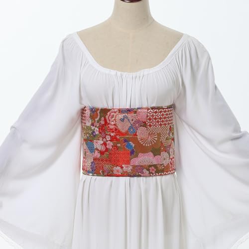 CAMDOM Japanese Traditional Kimono Pre-tied Bow Sakura Obi Belt Sash Yukata Robe Accessories4