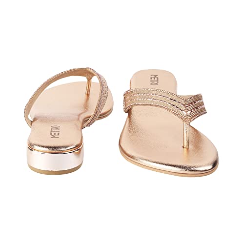 Image of Metro Women's Metallic Faux Leather Ethnic Slip-on Fashion Sandals