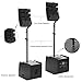 EXOTON LVP-15 15-inch Active Line Array System,4000w Professional Bluetooth PA Speaker，2 Subwoofer and 8 line Array Speakers,USB/SD Card,Remote Control,5-Band EQ(Wood Subwoofer)