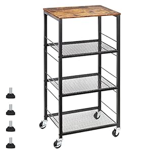 Kitchenbakersrackmicrowavecart4tierislandservingbarcartonwheelindustrialwoodendsidetablestoragetrolleyrackforbedsidebathroomandoffice Urban Country Home Decor Kitchen bakers rack microwave cart 4 tier island serving bar cart on wheel industrial wood end side table storage trolley rack for bedside bathroom and office urban country home decor