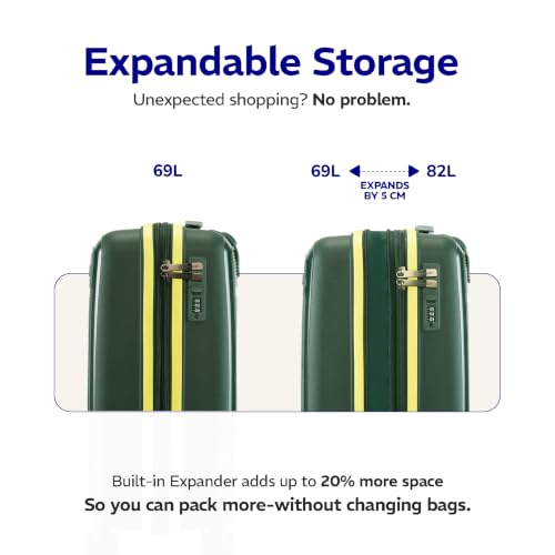 Image of Provogue Spectrum Hard-Sided PP Trolley Bag Set of 2 | Expandable Space with 8 Wheels Trolley Bags for Travel | Lightweight with Combination Lock | 5 Year Warranty (Midnight Fern Green)