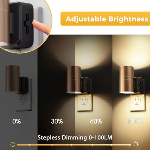 Image of L LOHAS LED Night Light, 2 Pack Night Lights Plug into Wall, Automatic Dusk to Down Nightlight, 3000K Soft White 0-100LM Dimmable Modern Nightlight for Kids Bedroom Hallway