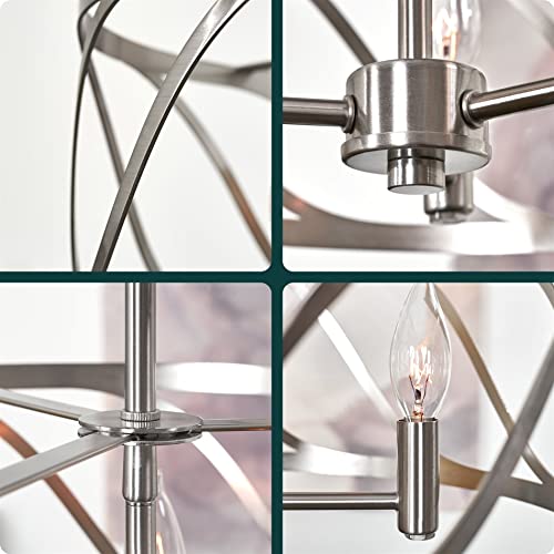 Kira Home Isabelle 16" 3-Light Modern Semi-Flush Mount Ceiling Light, Metal Drum Shade, Brushed Nickel Finish #TOP4