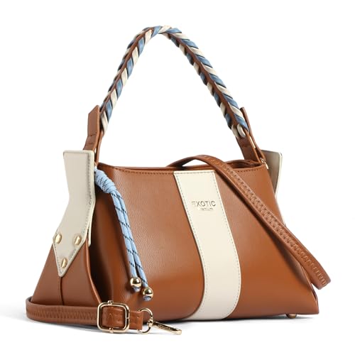Image of EXOTIC Noire Twist Structured Handbag with Braided Handle & Multi-Compartment Design