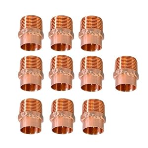 (10pcs) EZ-FLUID Plumbing 1/2″ C X MIP LF Copper Male Adapter Pressure Copper Fittings,Sweat Solder Connection for Residential,Commercial Copper Pipe