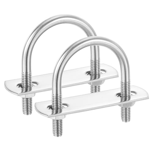 PATIKIL Round U-Bolts, 2 Pcs 1.3"(33mm) Inner Width 53mm Length M6 with Nut Plate Washer 304 Stainless Steel Round Bend U-Bolts for Boat Trailer Axle Sailboat