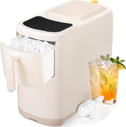 Image of Electactic Countertop Ice Maker Machine 18lbs /24H, 6-Min Fast Bullet Portable Ice Maker, 6.69 inch Slim Space-Saving with Auto-Drain Drawer, Self-Cleaning, Scoop for Kitchen RV, Cream White