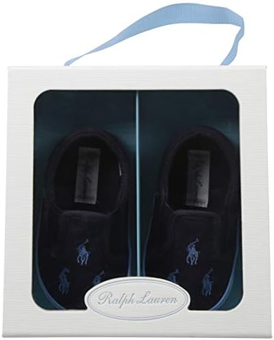 POLO RALPH LAUREN Kids Baby-Boy's Bal Harbour Repeat Crib Shoe, Navy, 4 M US Infant | Image 5