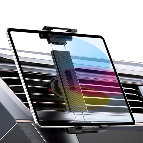 Soporte de rejilla de ventilación para coche, soporte para tablet Air Vent, giratorio 360°, gancho para iPad Pro 11 Air Mini, Galaxy Tab, Z Fold, iPhone, dispositivos de 6,5 a 17 pulgadas, color negro