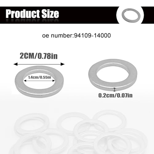 Image of 20PCS M14 Drain Plug Gasket Aluminum Engine Oil Crush Washers Replacement for Acura 94109-14000