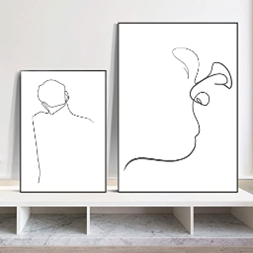 Affiche toile visage ligne art minimaliste 50x70cm décoration murale de salon