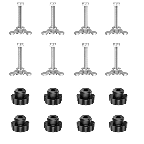 Vandrabase 8Pcs M8 x 60mm Stainless Steel L-Track Double Lug Threaded Stud Fittings with Thumb Nut, Heavy-Duty with 4,500 lbs Breaking Load for Truck Bed, Trailer, Motorcycle & Cargo Control Rails