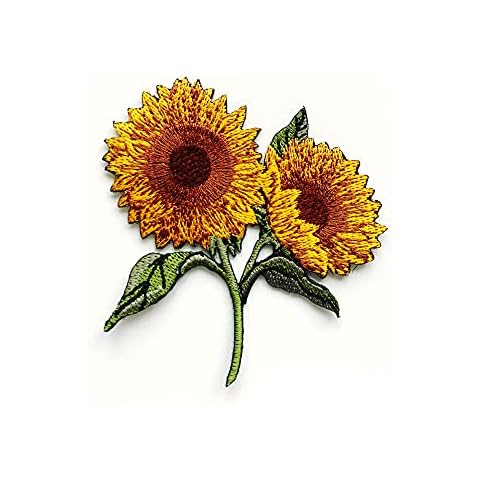 Tyga_Thai TH Pretty Sunflower Flowers in Summer Logo1 Patches Applique Embroidered Sew on Iron on Patch for Backpacks Jeans Jackets T-Shirt Clothing Costume, Yellow, Small Cover