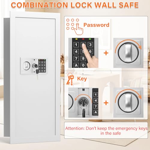 Image of White 29.53 inch Tall Fireproof Wall Safes Between the Studs 16 inch Centers