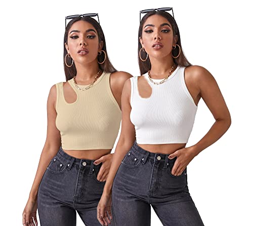 Image of Shasmi Women Crop Top, Ribbed, Stylish Tank Top, Soft and Comfy Fabric has Some Stretch