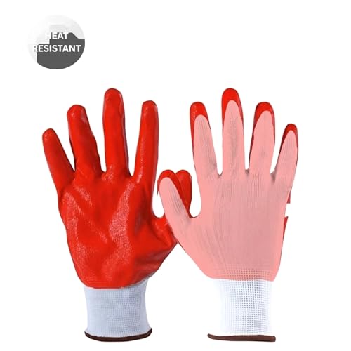 Image of Multipurpose Nylon Anti Cut PU Nitrile Coating Work Safety Gloves Pink-Red Pair 2