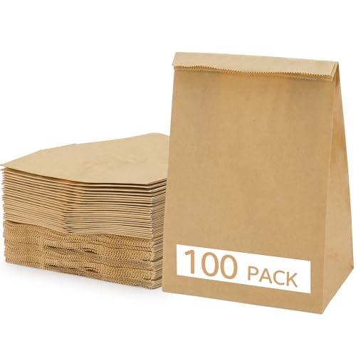 100 Stück Papiertüten Braun, Geschenktüten Braun Tüten...