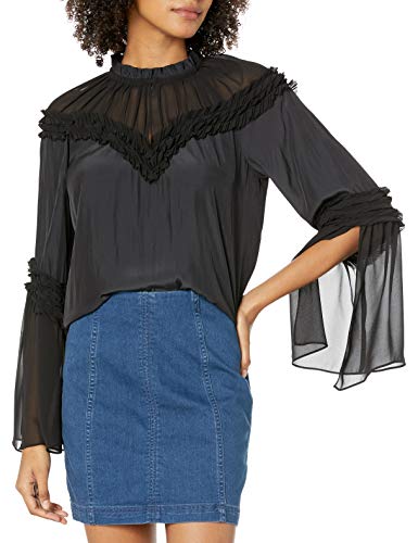 Ramy Brook Women's Emmaline Long Sleeve TOP, Black, Small