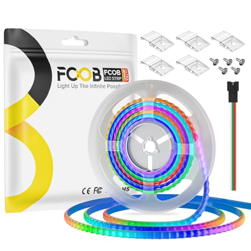 Image of WS2812B IC RGB COB LED Strip 9.84FT 5V Individual Addressable Smart RGB 5mm Thin Dream Color 160LEDs /m 480IC Strips for Bedroom Car Decor | No Controller /Adapter