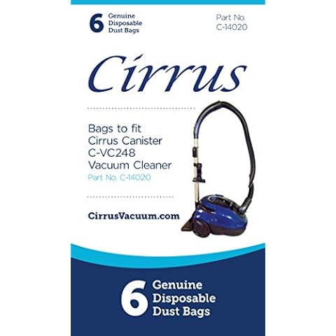 Cirrus Genuine Style C Canister Hepa Vacuum Cleaner Bags 14020 for VC-248 Canister Vac and Kenmore models C, C-5, 5055, 50557, and 50558 | Higher Airflow for Enhanced Vacuum Longevity | 6 Bags Cover