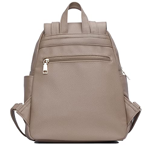 Image of KKXIU Quilted Trendy Leather Backpack Purse for Women and Ladies Shoulder Travel Daypacks Bags (Khaki)