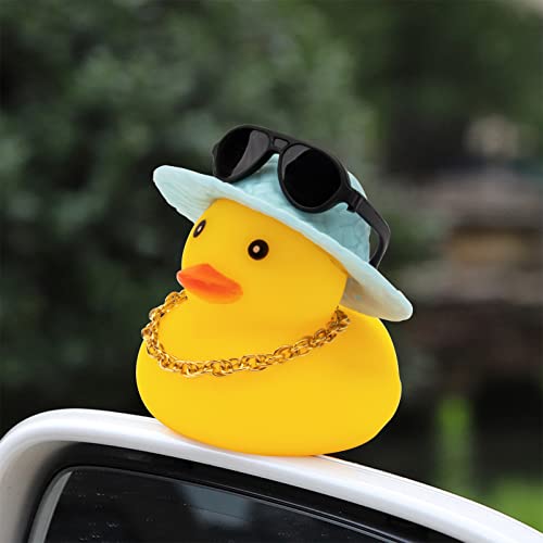 Image of wonuu Car Rubber Duck, Yellow Duck Decoration Dashboard with Sun Hat Swim Ring Necklace Sunglasses for Car Dashboard Decorations