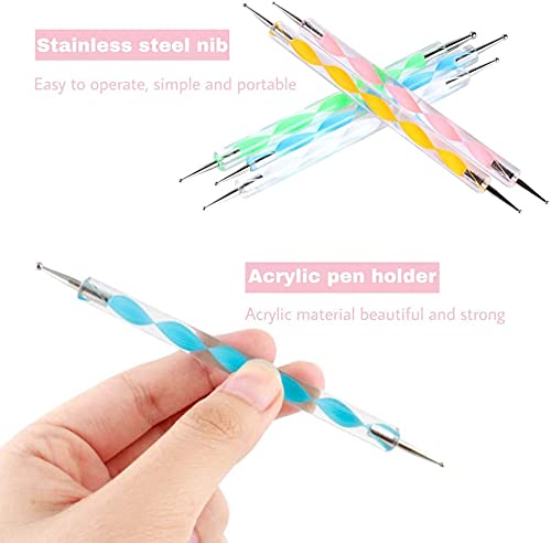 ikis 5PCS Nail Dotting Pen Marbleizing Dotting Painting Pen Polish Carving Tool,Paint Manicure Dot Nail Art Set - Multi-Colored - Image 2