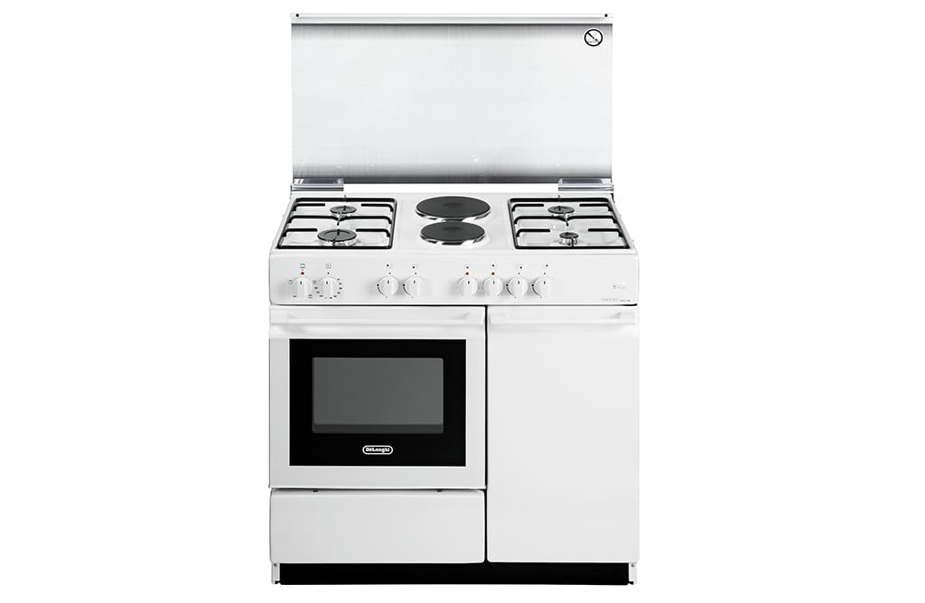 Cucina a gas con forno elettrico, N° 4 Fuochi + 2 Piastre, 86x50 cm, colore Bianco SEW 8542 N ED