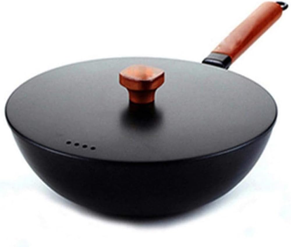 ASerZenith Ancient Pharaoh Iron Pot Household Non-Stick Pan Uncoated Gas Induction Cooker Wok Cast Iron Pot