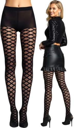 Image of ToBeInStyle Women's Argyle Checkered Diamond Rhombus Net Opaque Sheer Tights Pantyhose