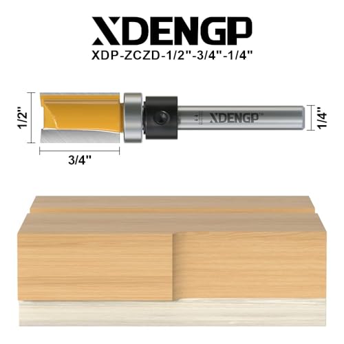 Image of Pattern Flush Trim Router Bit 1 /4 Inch Shank, 1 /2 Inch Cutting Diameter, 3 /4 Inch Cutting Length, Top Bearing Flush Straight Cut Trim Router Bit for Woodworking