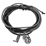 ibasenice Pulsera de Cuero Multicapa para Hombre con Charm Diseño Western Detallado Ligera y Resistente al Desgaste Accesorio para Fiestas Temáticas y Uso Diario