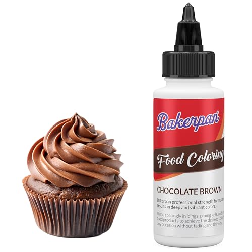 Bakerpan Chocolate Brown Gel Food Coloring for Baking, Brown Food Coloring for Royal Icing, 2 Ounce Food Dye Coloring for Baking and Frosting (Made in USA)