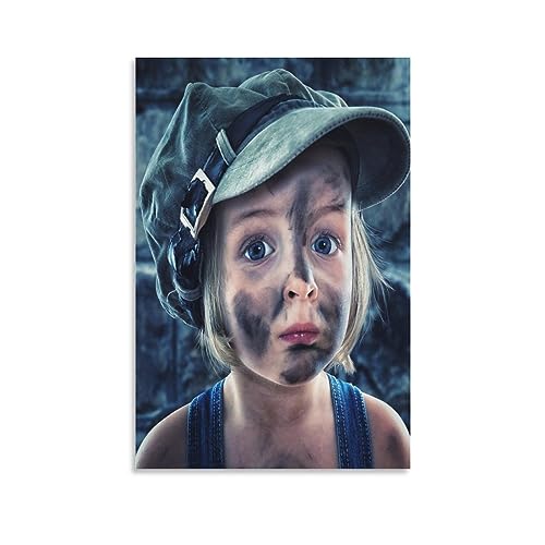 Toile portrait abstrait enfant IOFEER 60x90 cm pour decoration murale de chambre